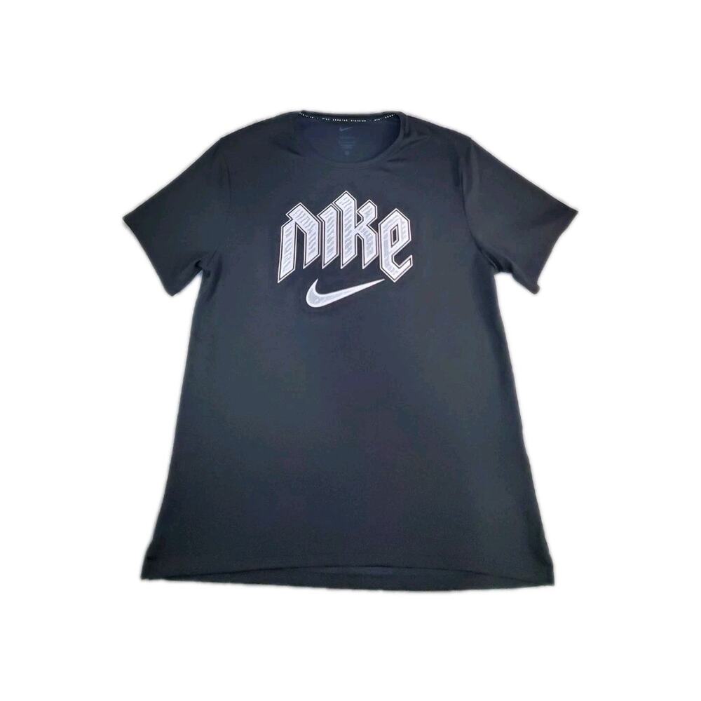 Nike Shirt Mens Sz S Black White Running Division Performance Gym Tee Za2-25